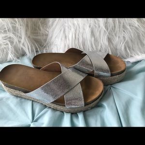 Silver Cross Over Espadrille Platform